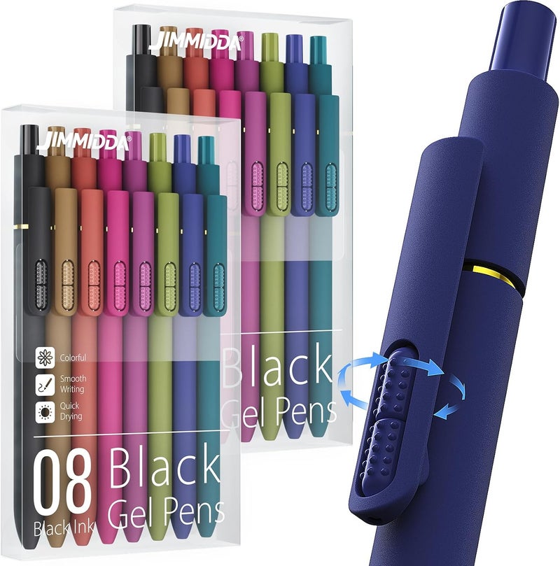 Jimmidda 16Pcs Black Gel Pens - 0.7mm Medium Point Black Ink Pens | Smooth Writing - Quick Drying Retractable Pen for Men Women (Vintage - 16Pcs) - Image 1